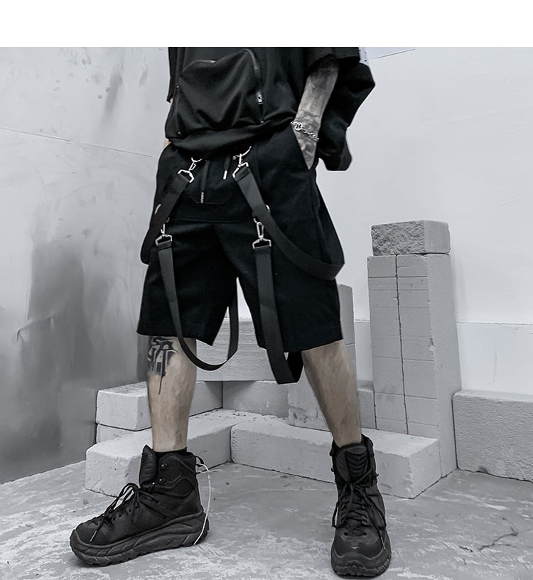 Male Shorts Multi Pocket Summer Loose Ribbons Black Men Short Pant Casual Cotton Hip Hop Streetwear Mens Cargo Shorts | Vimost Shop.