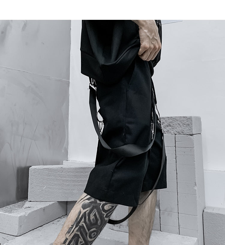 Male Shorts Multi Pocket Summer Loose Ribbons Black Men Short Pant Casual Cotton Hip Hop Streetwear Mens Cargo Shorts | Vimost Shop.