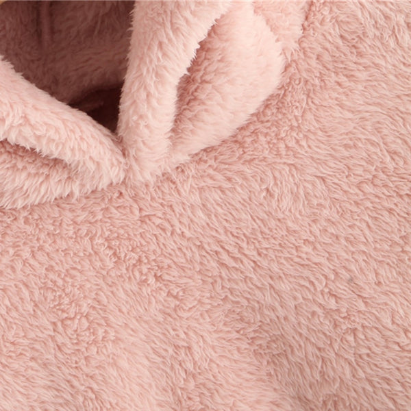 Preppy Lovely With Bears Ears Solid Teddy Hoodie Pullovers Sweatshirt Campus Casual Sweatshirts | Vimost Shop.