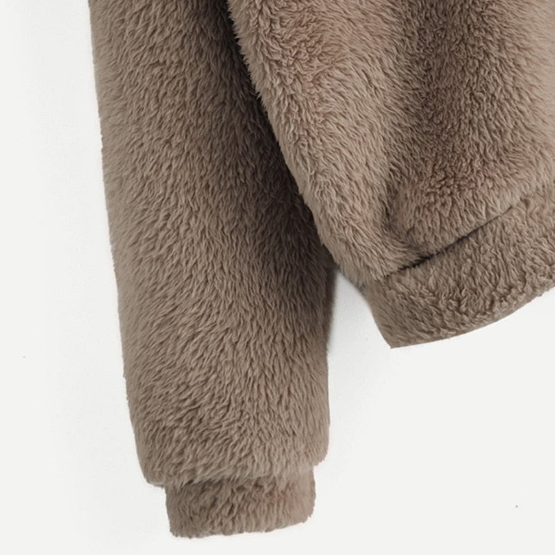 Preppy Lovely With Bears Ears Solid Teddy Hoodie Pullovers Sweatshirt Campus Casual Sweatshirts | Vimost Shop.
