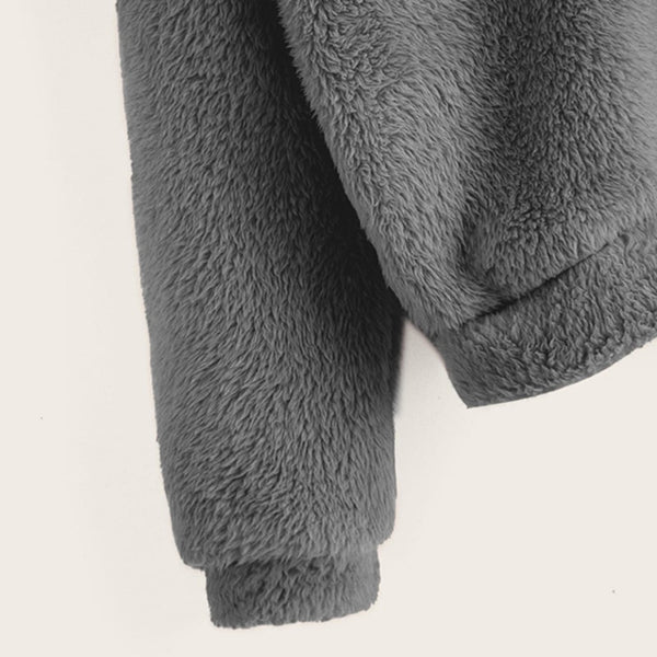 Preppy Lovely With Bears Ears Solid Teddy Hoodie Pullovers Sweatshirt Campus Casual Sweatshirts | Vimost Shop.