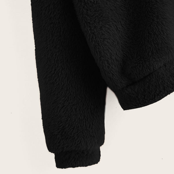 Preppy Lovely With Bears Ears Solid Teddy Hoodie Pullovers Sweatshirt Campus Casual Sweatshirts | Vimost Shop.