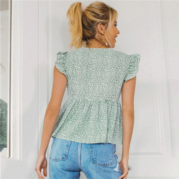 Women Summer V Neck Sleeveless Ladies Ditsy Floral Boho Cute Tops | Vimost Shop.