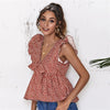 Women Summer V Neck Sleeveless Ladies Ditsy Floral Boho Cute Tops | Vimost Shop.