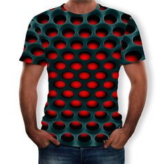 Geometric Circle 3D Printed Top Tees Fashion O--Neck Short Sleeve Casual Loose Men Shirts