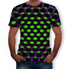 Geometric Circle 3D Printed Top Tees Fashion O--Neck Short Sleeve Casual Loose Men Shirts
