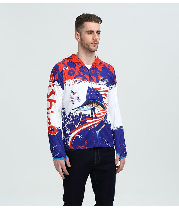 Men Fishing Clothes Long Sleeve light weight Hoodie Fishing Clothing Quick Dry Breathable Sun Protection Fishing Shirt | Vimost Shop.