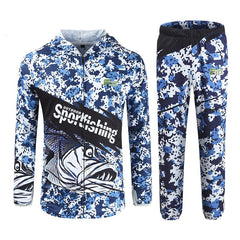 Quick Dry Bass Fishing Clothing set Long Sleeve Camouflage Hooded Breathable Anti-UV Sun Protection clothes fishing shirts