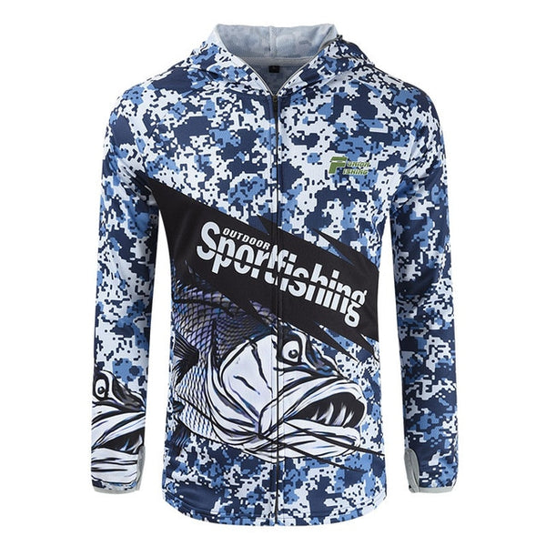Quick Dry Bass Fishing Clothing set Long Sleeve Camouflage Hooded Breathable Anti-UV Sun Protection clothes fishing shirts | Vimost Shop.