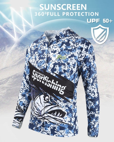 Quick Dry Bass Fishing Clothing set Long Sleeve Camouflage Hooded Breathable Anti-UV Sun Protection clothes fishing shirts | Vimost Shop.