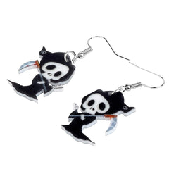 Acrylic Halloween Anime Death Skull Reaper Earrings Drop Dangle Festival Decorations For Lady Girls Teens  Charm Gift