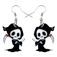 Acrylic Halloween Anime Death Skull Reaper Earrings Drop Dangle Festival Decorations For Lady Girls Teens  Charm Gift