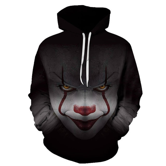 Horror Movie IT Clown 3D Print Hoodie Funny Pullover joker sweatshirt Hip Hop Sudadera hombre coat winter jacket men harajuku | Vimost Shop.