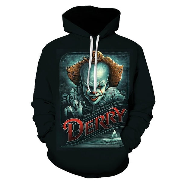 Horror Movie IT Clown 3D Print Hoodie Funny Pullover joker sweatshirt Hip Hop Sudadera hombre coat winter jacket men harajuku | Vimost Shop.