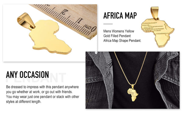 Trendsmax Africa Map Gold Pendant Necklace for Men Women Fashion African Map Pendant Hip Hop Dropshipping Jewelry Ethiopian GP56 | Vimost Shop.