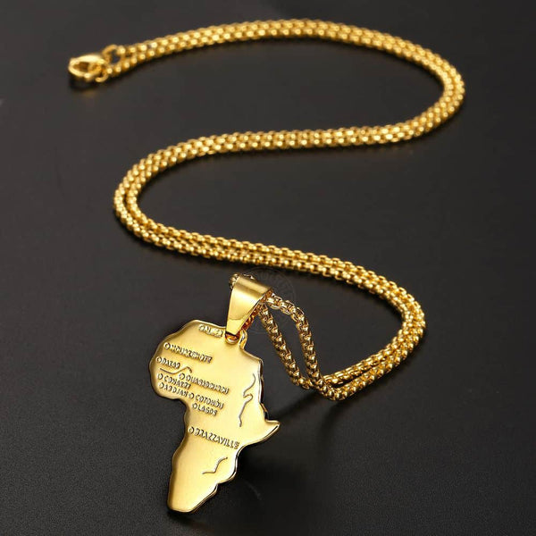 Trendsmax Africa Map Gold Pendant Necklace for Men Women Fashion African Map Pendant Hip Hop Dropshipping Jewelry Ethiopian GP56 | Vimost Shop.