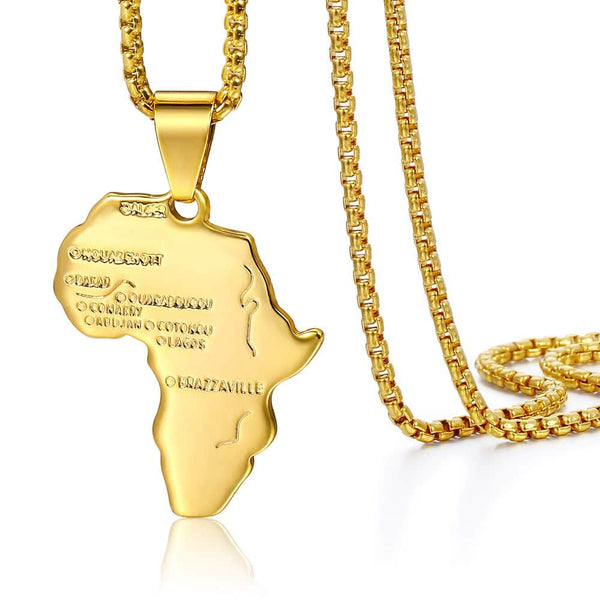 Trendsmax Africa Map Gold Pendant Necklace for Men Women Fashion African Map Pendant Hip Hop Dropshipping Jewelry Ethiopian GP56 | Vimost Shop.