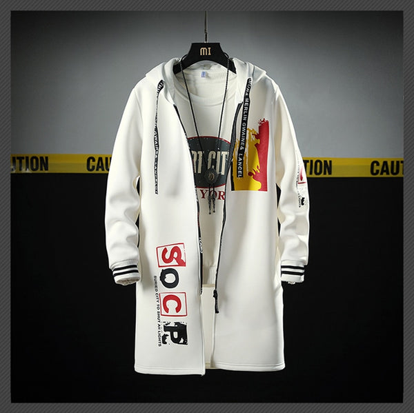 The North Fashion Long Coat Autumn Zipper Windproof Slim Windbreaker Mens Large Size Hip Hop Jackets Clothes Face | Vimost Shop.