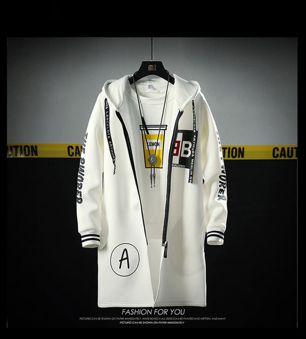 The North Fashion Long Coat Autumn Zipper Windproof Slim Windbreaker Mens Large Size Hip Hop Jackets Clothes Face | Vimost Shop.