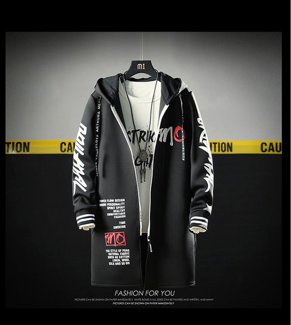 The North Fashion Long Coat Autumn Zipper Windproof Slim Windbreaker Mens Large Size Hip Hop Jackets Clothes Face | Vimost Shop.