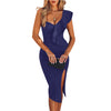 Women One Shoulder Bandage Dress Elegant Ruffles Red Bandage Dress Sexy Party Night Club Dress | Vimost Shop.