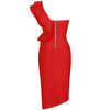 Women One Shoulder Bandage Dress Elegant Ruffles Red Bandage Dress Sexy Party Night Club Dress | Vimost Shop.