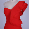Women One Shoulder Bandage Dress Elegant Ruffles Red Bandage Dress Sexy Party Night Club Dress | Vimost Shop.