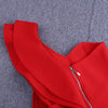 Women One Shoulder Bandage Dress Elegant Ruffles Red Bandage Dress Sexy Party Night Club Dress | Vimost Shop.