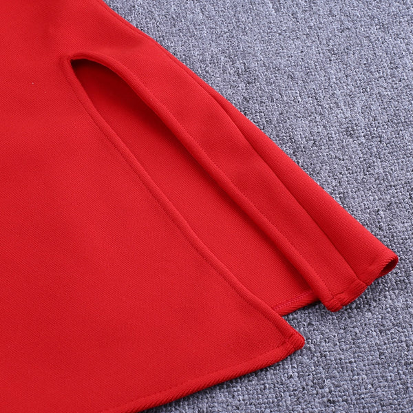 Women One Shoulder Bandage Dress Elegant Ruffles Red Bandage Dress Sexy Party Night Club Dress | Vimost Shop.