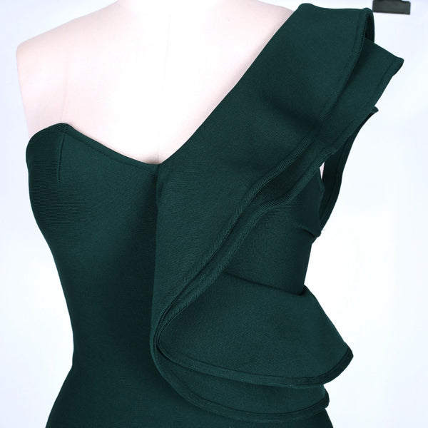 Women One Shoulder Bandage Dress Elegant Ruffles Red Bandage Dress Sexy Party Night Club Dress | Vimost Shop.