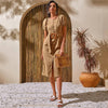White Puff Sleeve Single Breasted Split Hem Belted Dress Women Summer Short Sleeve O-neck Fitted Boho Long Dresses | Vimost Shop.