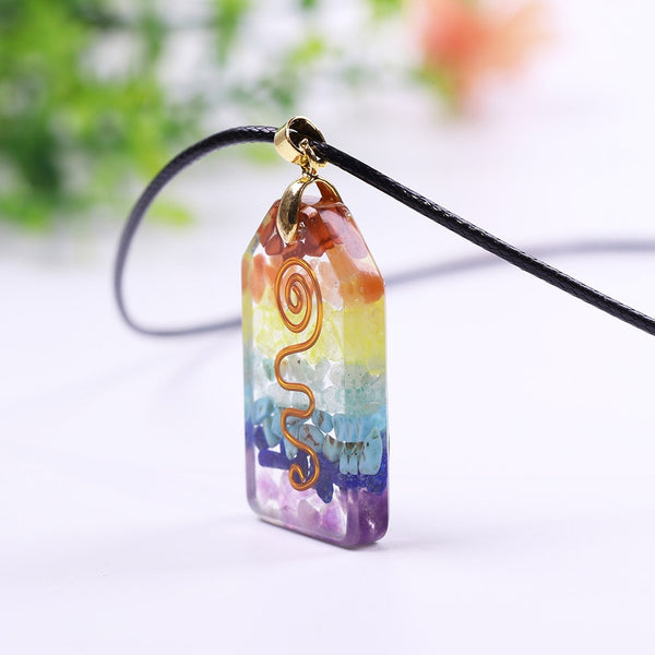 7 Chakra Crystal Stone Necklace Reiki Healing Orgonite Pendant Rainbow Healing Jewelry Resin Pendant Jewelry | Vimost Shop.