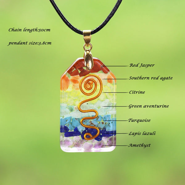 7 Chakra Crystal Stone Necklace Reiki Healing Orgonite Pendant Rainbow Healing Jewelry Resin Pendant Jewelry | Vimost Shop.