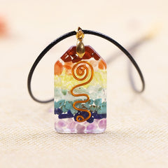 7 Chakra Crystal Stone Necklace Reiki Healing Orgonite Pendant Rainbow Healing Jewelry Resin Pendant Jewelry