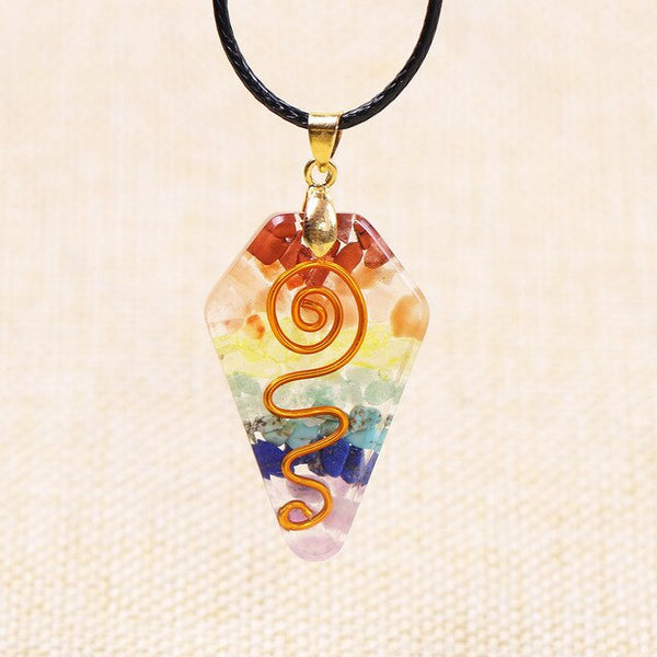 7 Chakra Crystal Stone Necklace Reiki Healing Orgonite Pendant Rainbow Healing Jewelry Resin Pendant Jewelry | Vimost Shop.