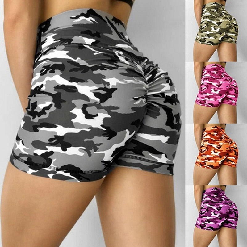 Women High Waist Sport Shorts Camouflage Print Butt Workout Running Fitness Leggings Yoga Shorts Biker Shorts | Vimost Shop.
