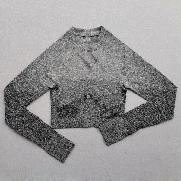 Women Yoga Set Gym Clothing Ombre Seamless Gradient Leggings+Long sleeve Top Workout Sport Suit Women Fitness Set Active Wear | Vimost Shop.