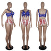 Popular Women's Swimming Sets Independence Day National Day USA Flag Printed Two-Piece Swimsuit Blue Stars Bra tankini swimsuits | Vimost Shop.