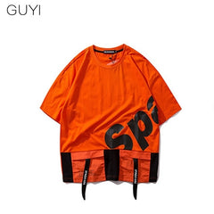 Men Harajuku Tops & Tees Casual T Shirt Streetwear Fashion Hit Color Tshirt Print Hip Hop Cotton Short Letter