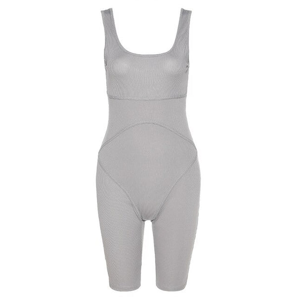 Sportwear Jumpsuit Knit Rib Bodycon Solid Streetwear Outfit Casual Pants Bodycon Fitness Rompers Womens Jumpsuit Summer | Vimost Shop.