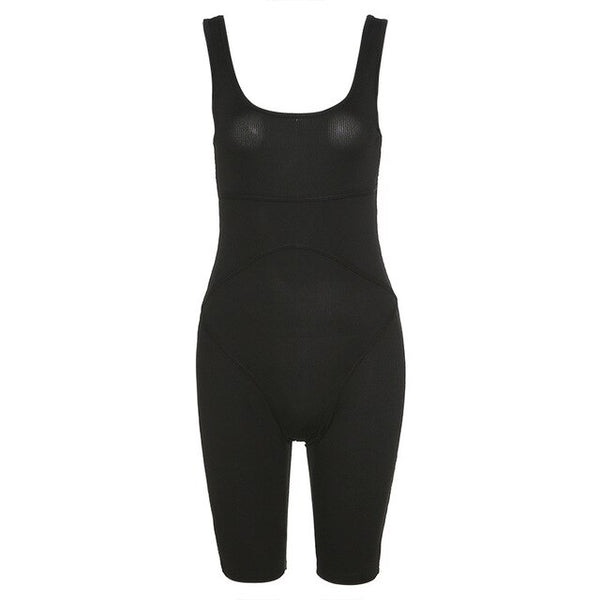 Sportwear Jumpsuit Knit Rib Bodycon Solid Streetwear Outfit Casual Pants Bodycon Fitness Rompers Womens Jumpsuit Summer | Vimost Shop.