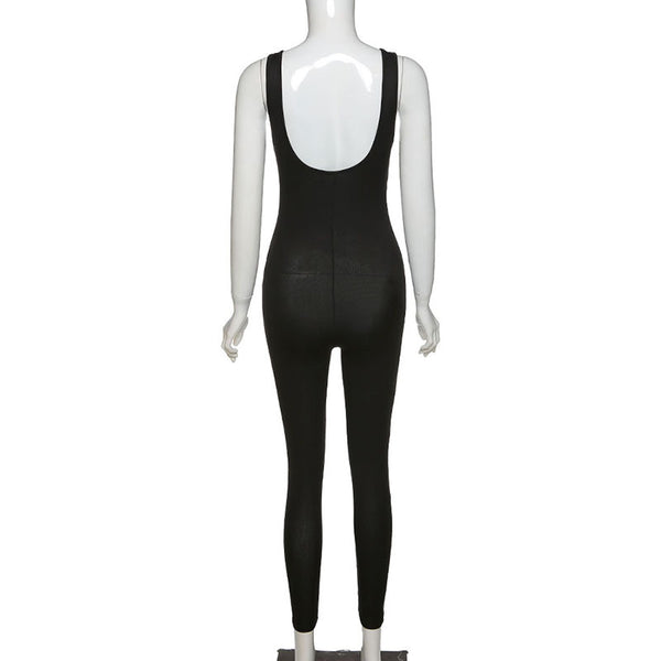 Sportwear Jumpsuit Knit Rib Bodycon Solid Streetwear Outfit Casual Pants Bodycon Fitness Rompers Womens Jumpsuit Summer | Vimost Shop.