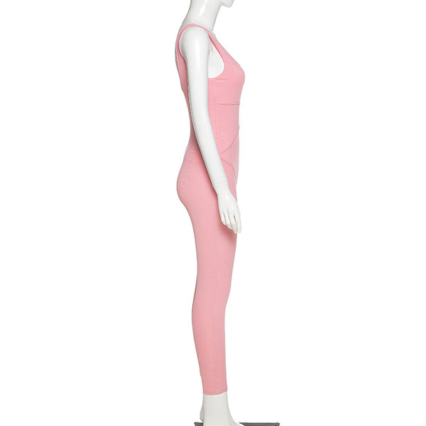 Sportwear Jumpsuit Knit Rib Bodycon Solid Streetwear Outfit Casual Pants Bodycon Fitness Rompers Womens Jumpsuit Summer | Vimost Shop.