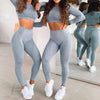 Lycra Seamless 2PCS Women Yoga Set Gym Clothing Fitness Leggings+Cropped Shirts Sport Suit Women Long Sleeve Tracksuit Active | Vimost Shop.