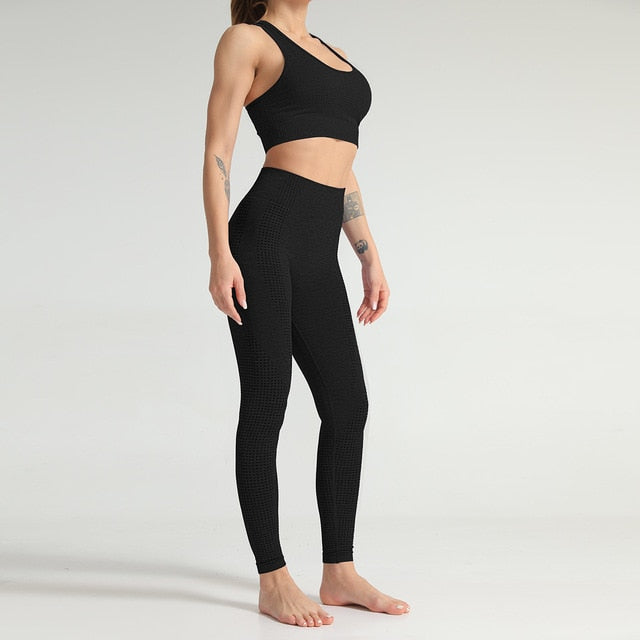 Lycra Seamless 2PCS Women Yoga Set Gym Clothing Fitness Leggings+Cropped Shirts Sport Suit Women Long Sleeve Tracksuit Active | Vimost Shop.