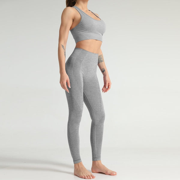 Lycra Seamless 2PCS Women Yoga Set Gym Clothing Fitness Leggings+Cropped Shirts Sport Suit Women Long Sleeve Tracksuit Active | Vimost Shop.