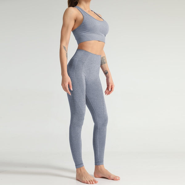 Lycra Seamless 2PCS Women Yoga Set Gym Clothing Fitness Leggings+Cropped Shirts Sport Suit Women Long Sleeve Tracksuit Active | Vimost Shop.
