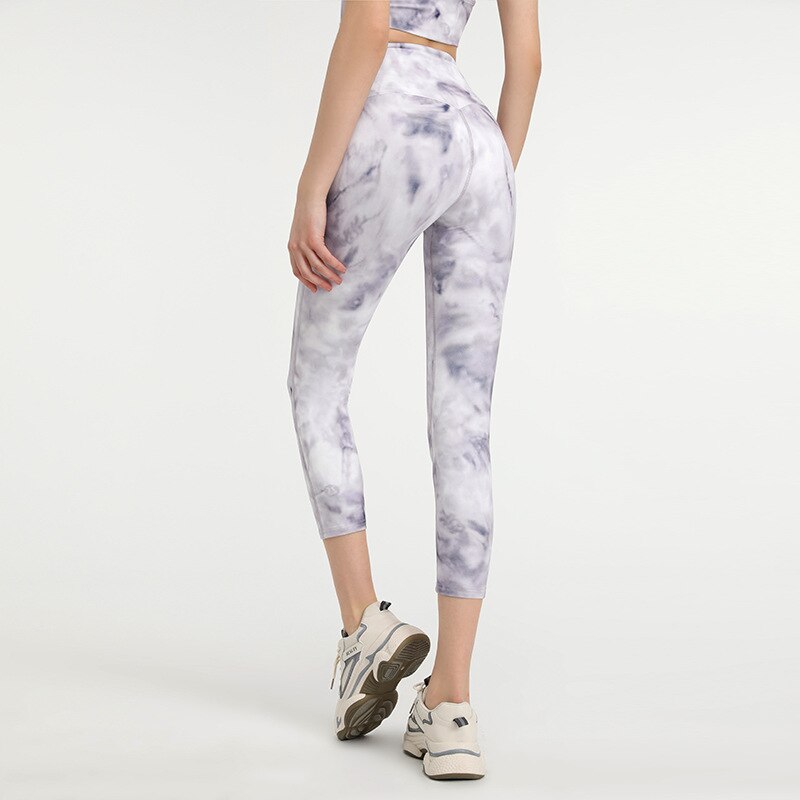Tie Dye NO FRONT SEAM Sport Gym Yoga Capri Leggings Women | Vimost Shop.