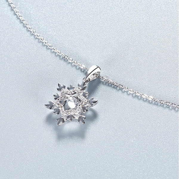 Snowflake Moissanite Diamond Pendant 925 Sterling Silver Jewelry Necklace Women with Twinkle Setting Moissanite | Vimost Shop.