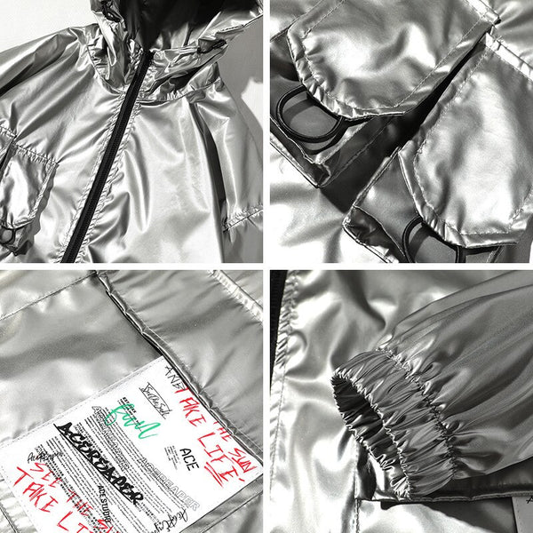 New Spring men Bright Leather Jacket Hooded Multi-pocket Fashion Design Men's Jackets and Coats Clothes Big Size 4XL 5XL | Vimost Shop.